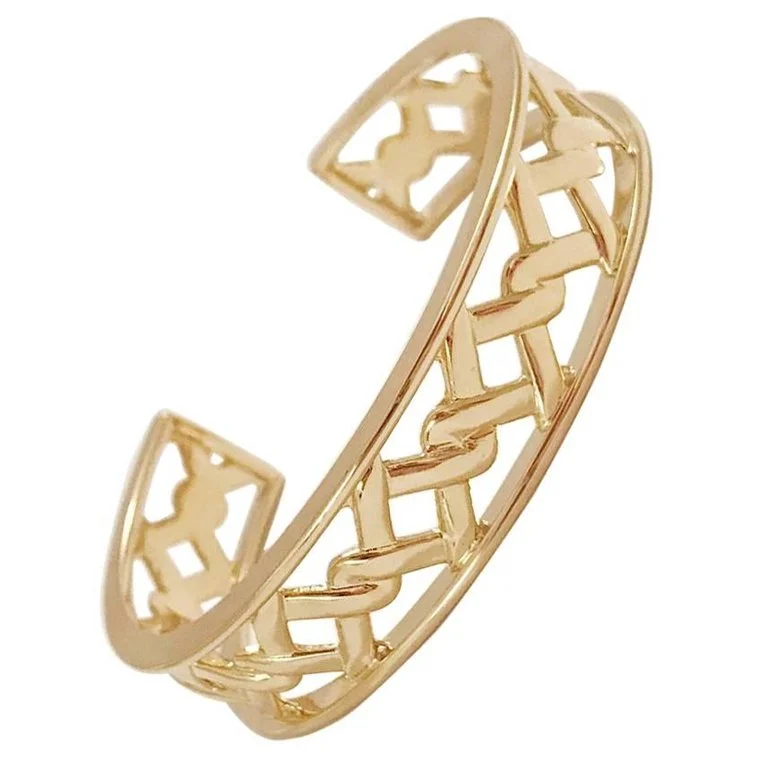 ridged silver bracelet-18 Karat Yellow Gold Mini Ordaned Cuff Bracelet