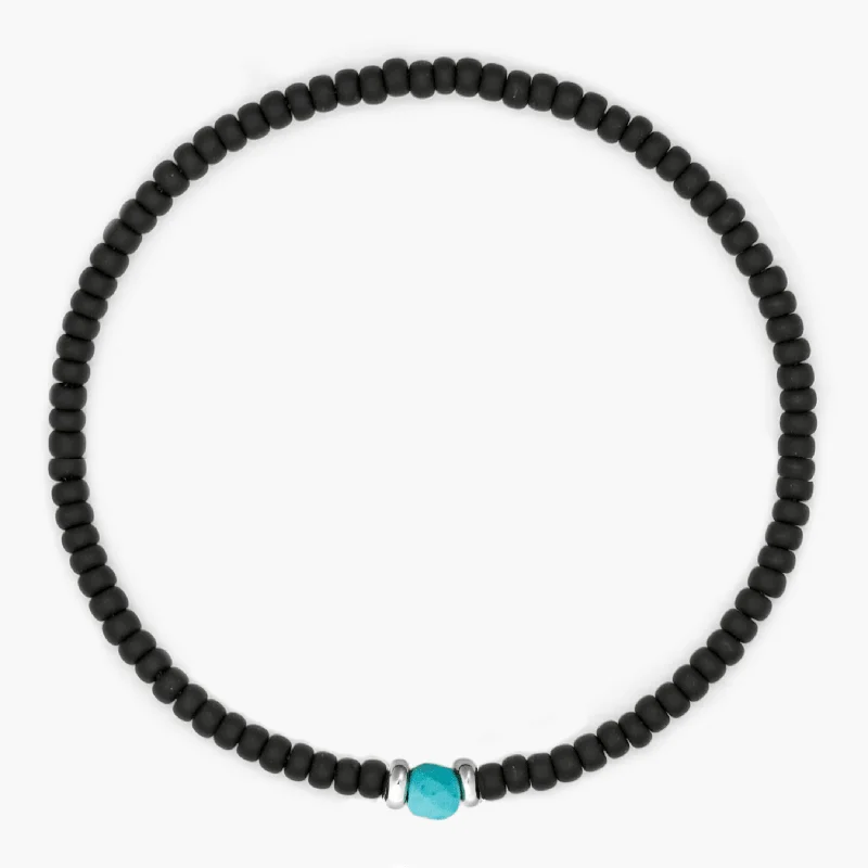 uncut sapphire bracelet-2mm Beads Dandy Bracelet (Matte Black/Blue)