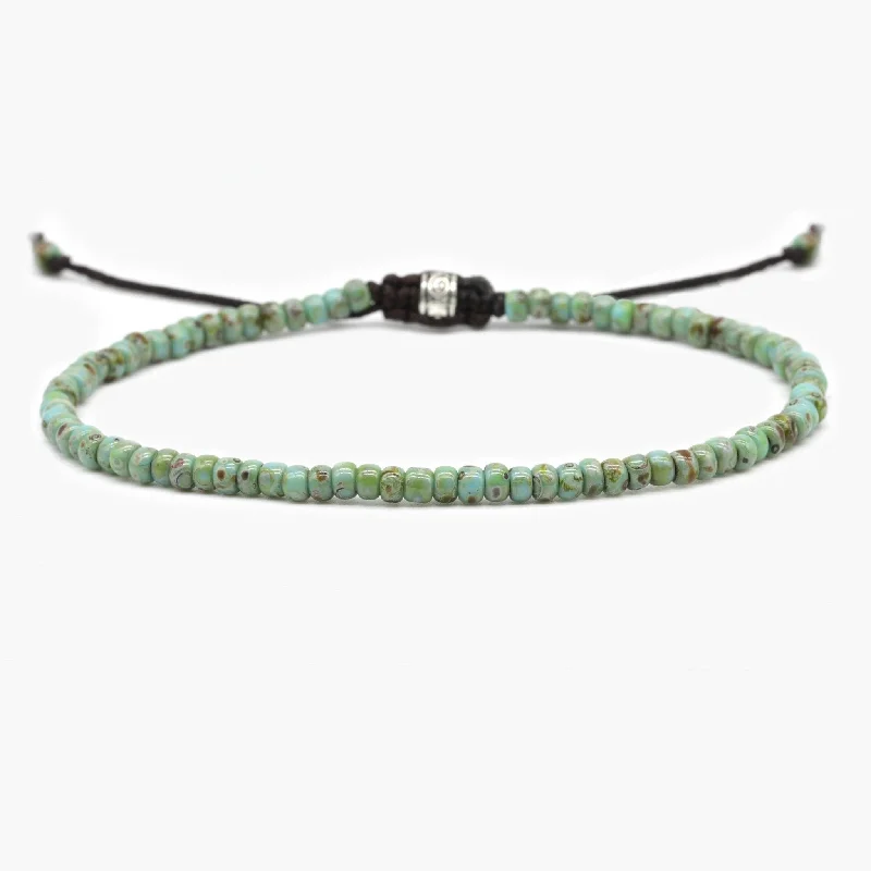 ten-gem beaded bracelet-2mm Glass Beads Bracelet (Dyed Turquoise)