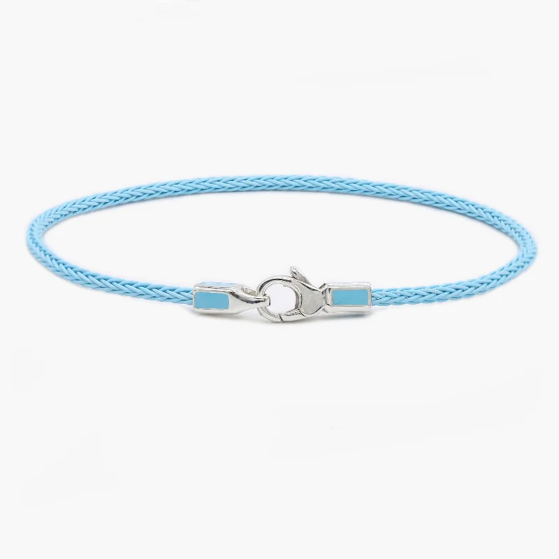 uncut gold bracelet-2mm Sailing Cable Bracelet With Sterling Silver Clasp (Santorini Blue)