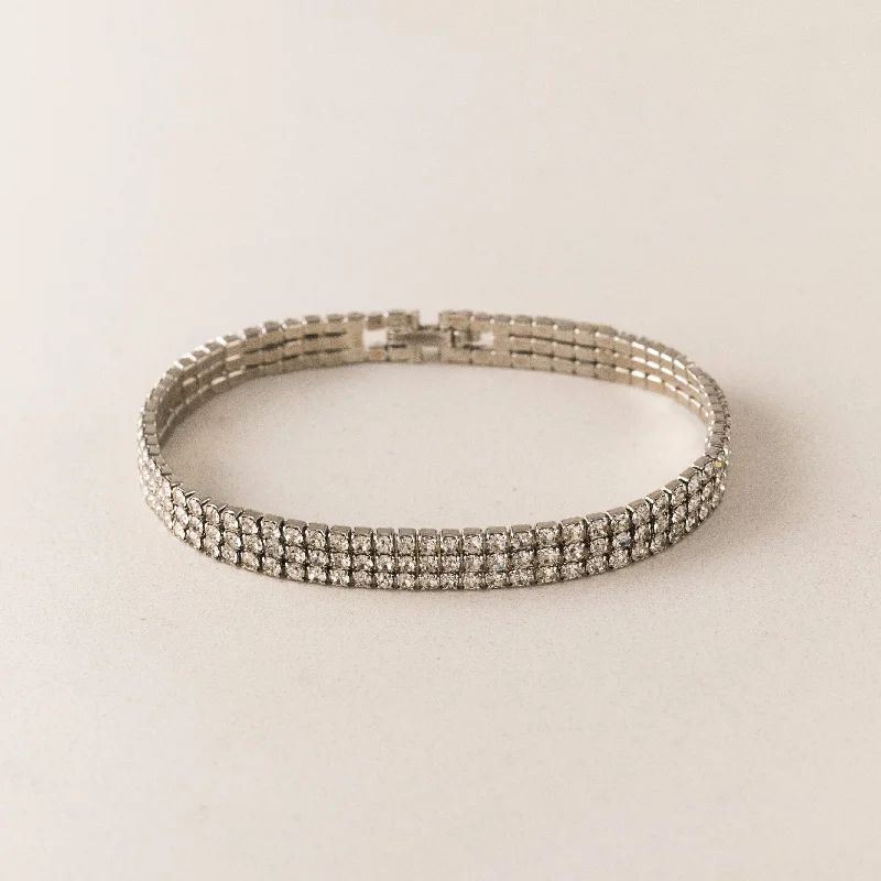 stellar star bracelet-7” Luxe Tennis Layered Bracelet Silver