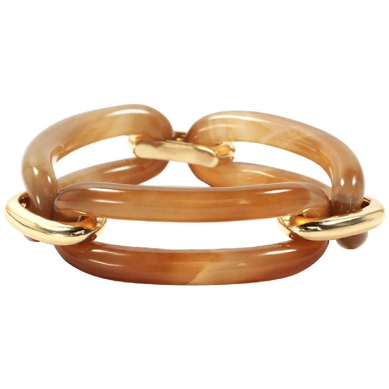 frond cuff bracelet-18kt Yellow Gold and Agate Link Bracelet