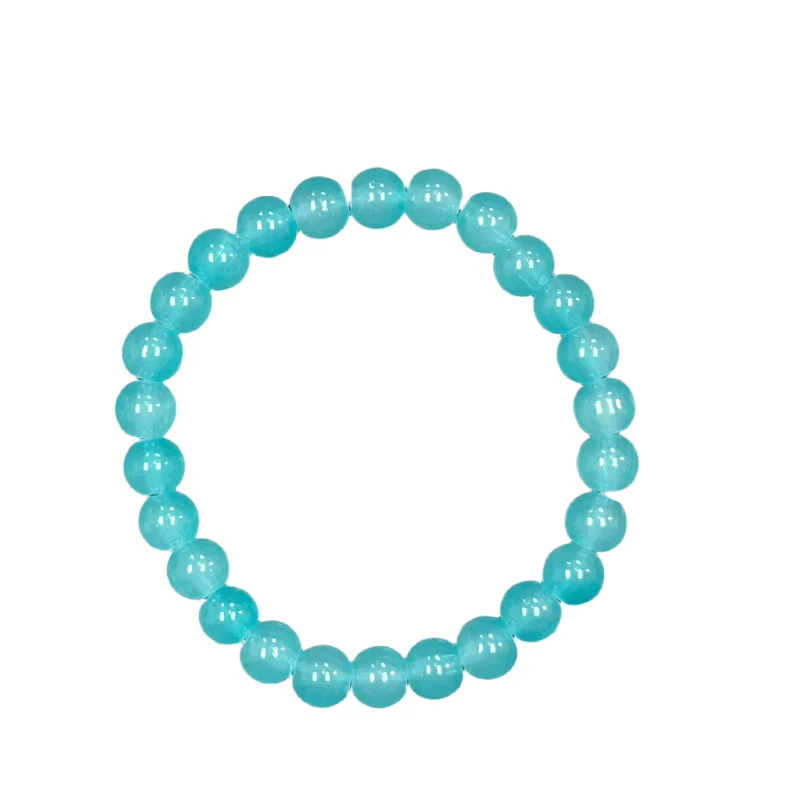 chiseled silver bracelet-Aqua Cyan 8mm Bracelet