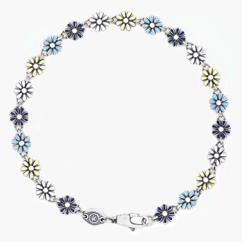 gibbous moon charm bracelet-Assorted Daisy Sterling Silver Chain Bracelet