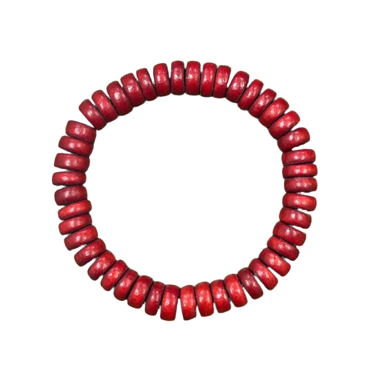 stellar star bracelet-Barn Red Wood Rondelle Bracelet