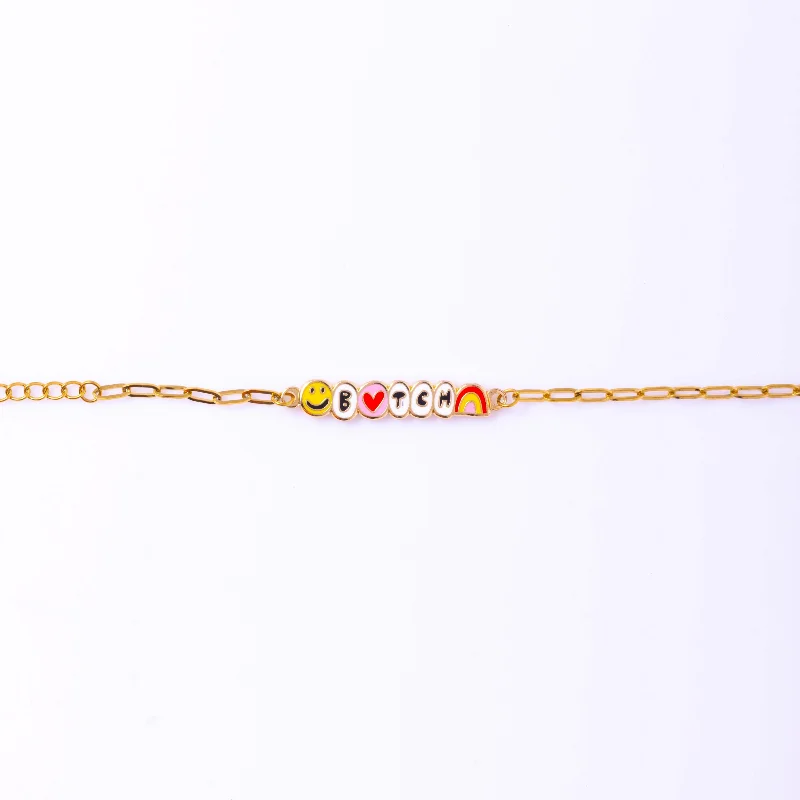 thin bar bracelet-Bitch Bracelet