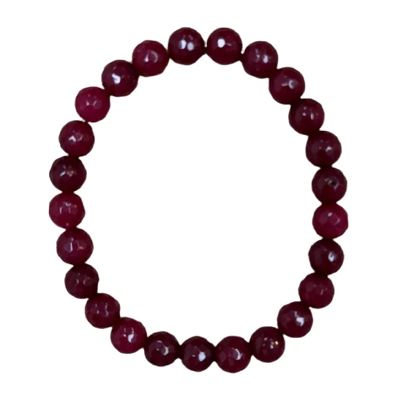 bendable silver bracelet-Burgundy Faceted Jade 8mm Bracelet