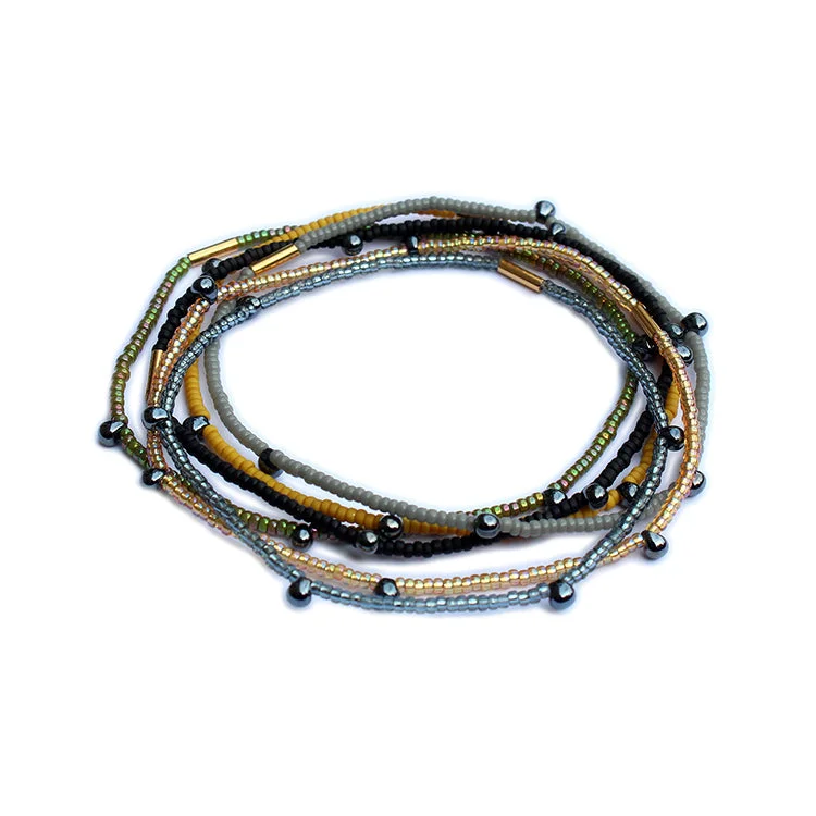 leafy-inspired chain bracelet-Cali Bracelets - Set 6 - Steel