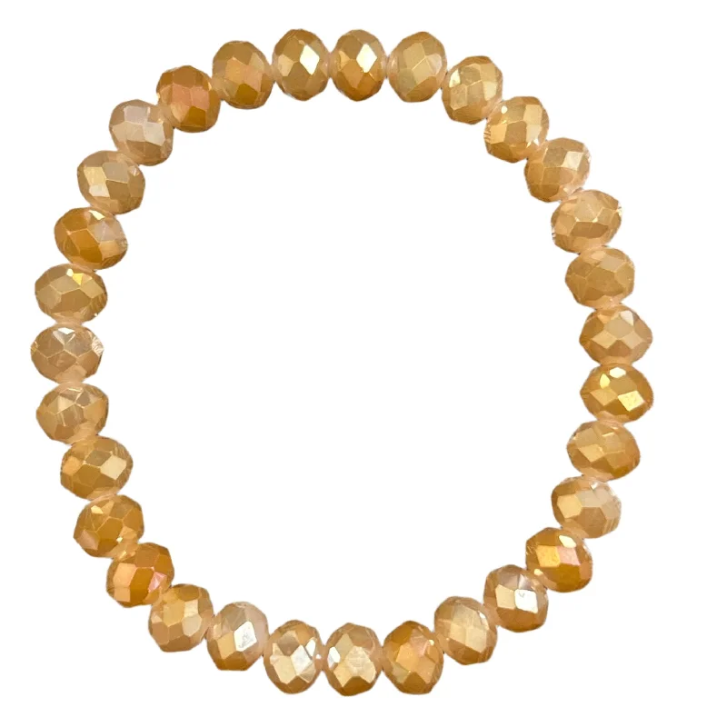 frond gold bracelet-Caramel Faceted Rondelle 8mm Bracelet