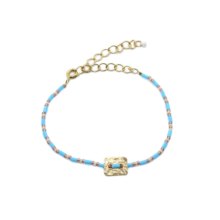 uncut gold bracelet-Charm Bracelet / Turquoise