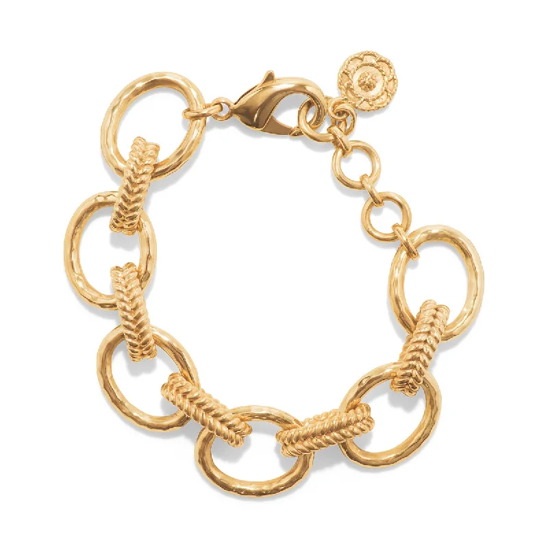 leafy-inspired bracelet-Cleopatra Regal Link Bracelet, 7+1.5" - Gold