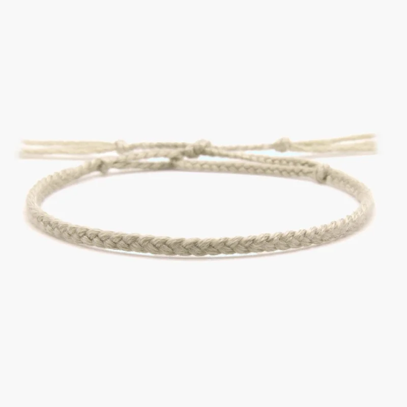 braided silver bracelet-Cotton Temple Bracelet (Grey)