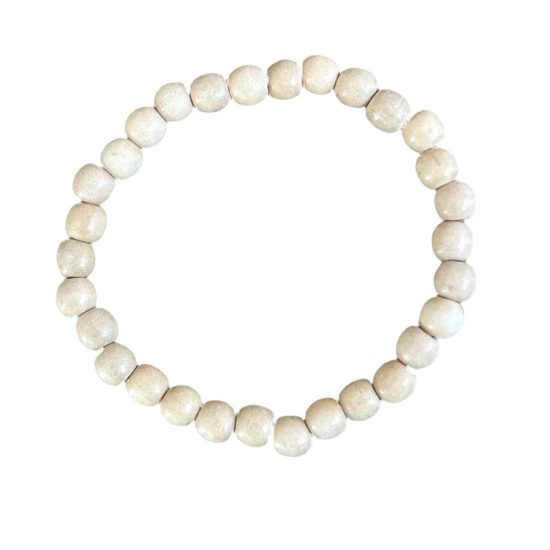 flow-shaped link bracelet-Cream Wood 6mm Bracelet