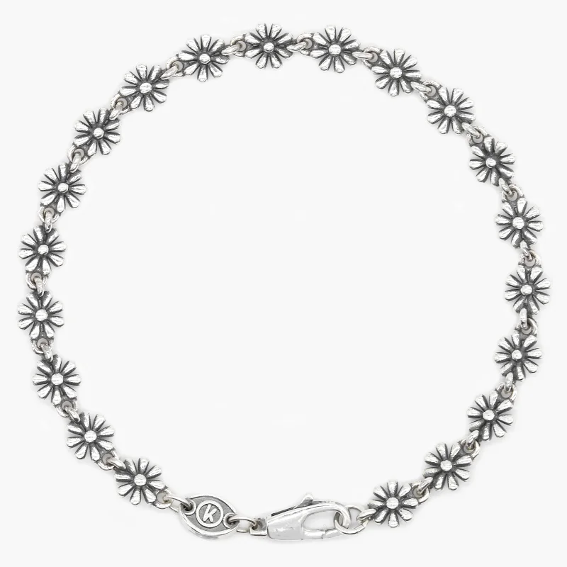 thin chain bracelet-Daisy Sterling Silver Chain Bracelet