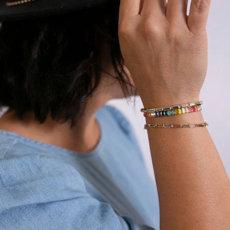 frond sapphire bracelet-Delicate Spring Bracelet Stack