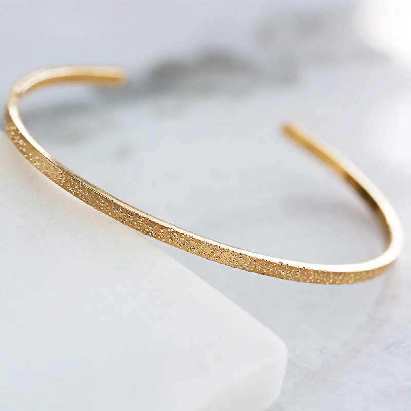 thin cuff bracelet-DIAMOND DUSTED NARROW CUFF