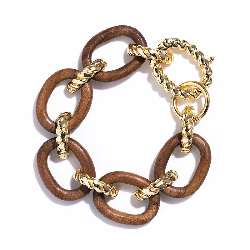 knotted love bracelet-Earth Goddess Link Bracelet, 7+1.5" - Teak