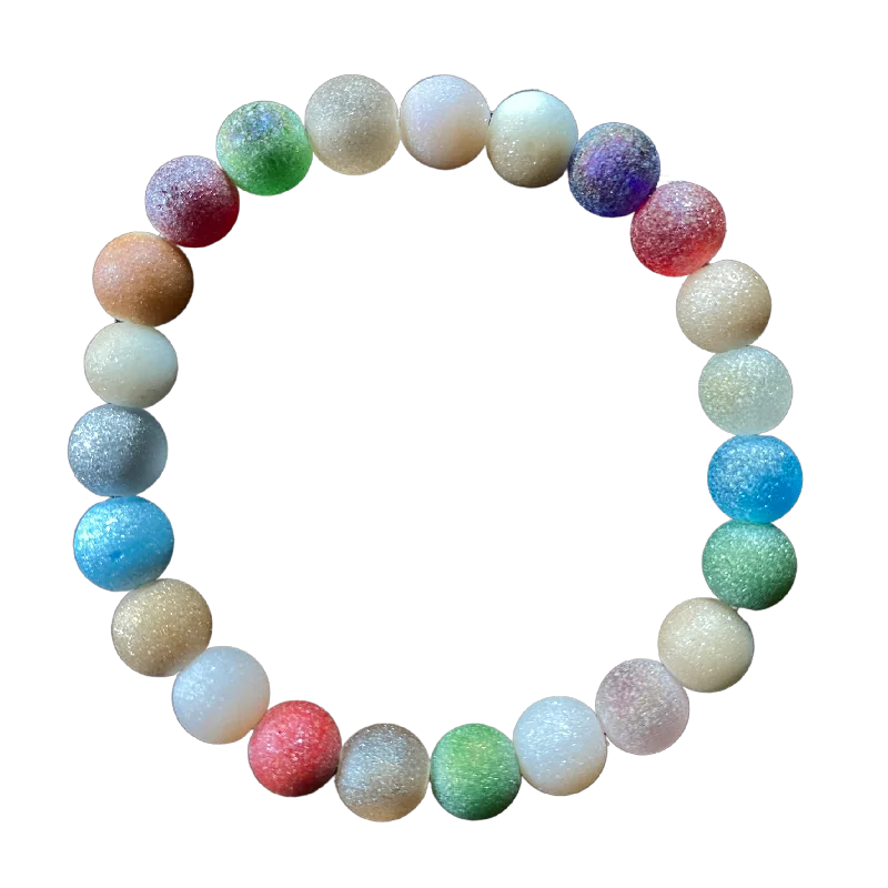 stamped gemstone bracelet-Easter Parade Matte Pastel Mix 8mm Bracelet