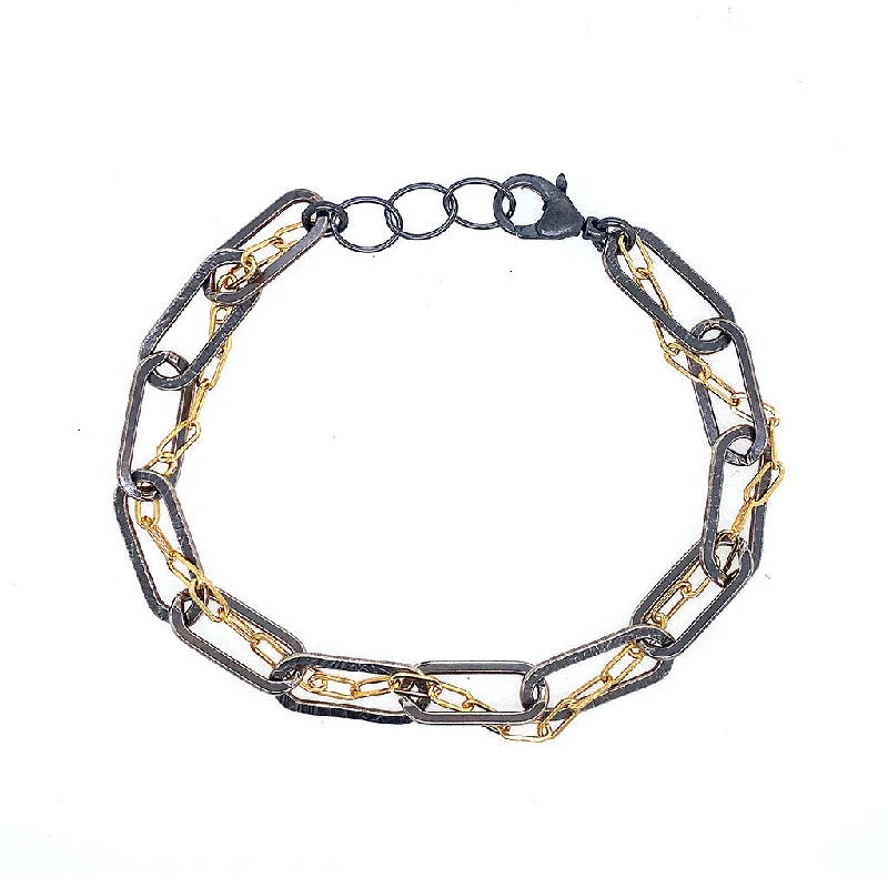 bendable birthstone bracelet-Entwined Chain Thru Oval Link Chain Bracelet (B377)