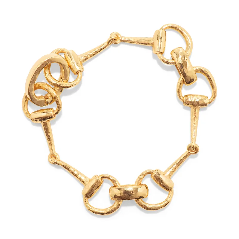 leafy-inspired chain bracelet-Equestrian Snaffle Bit Bracelet, 8" - Gold