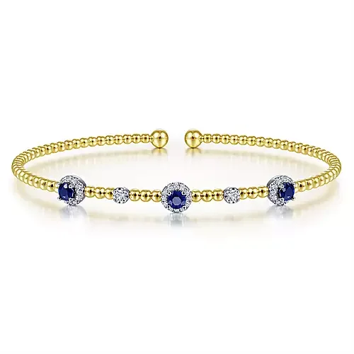 bendable silver bracelet-Gabriel & Co. Yellow-White Sapphire and Diamond Bujukan Cuff Bracelet