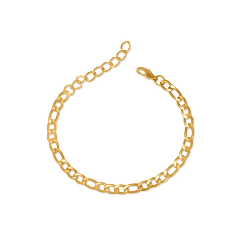 midnight diamond bracelet-Gold Figaro Chain Bracelet