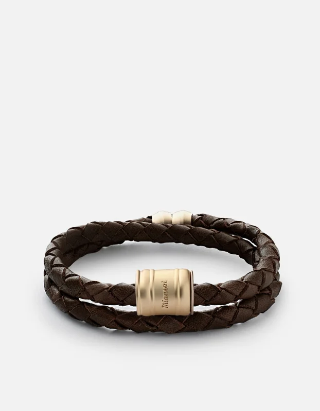 urban bolt bracelet-Leather Casing, Matte Gold