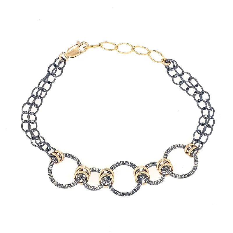 leafy-inspired chain bracelet-Lined Linked Connections Bracelet (B341)