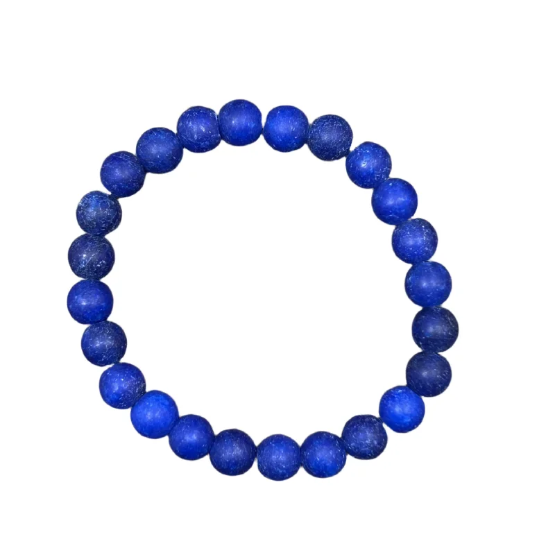 wanderlust garnet bracelet-Matte Sapphire Jade 8mm Bracelet