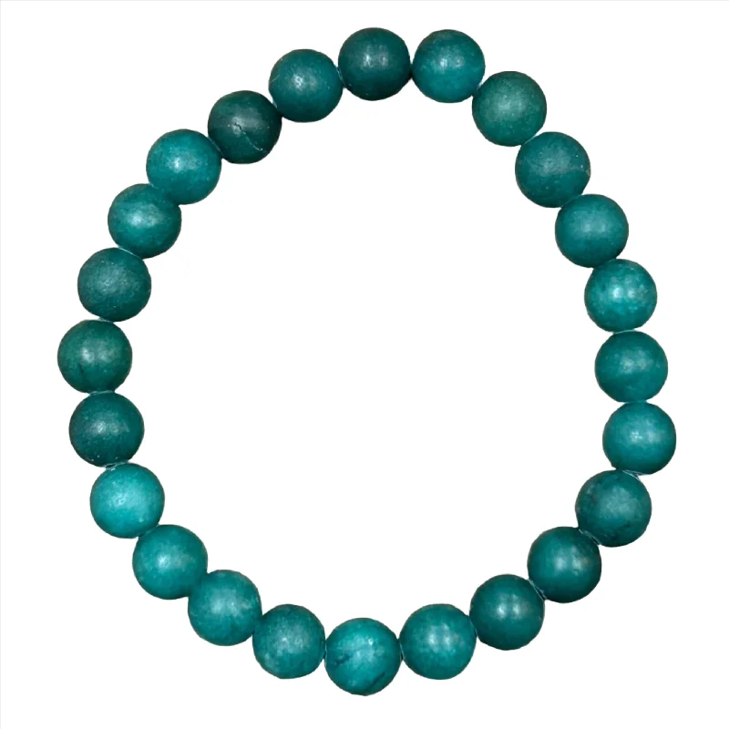 uncut turquoise charm bracelet-Matte Teal Jade 8mm Bracelet