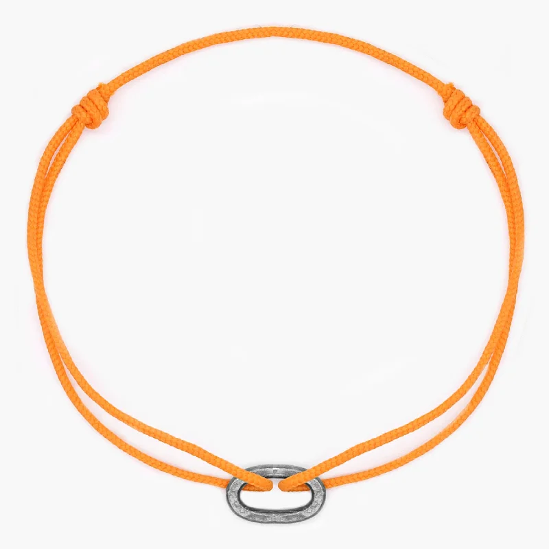 rose gold ten-layer bracelet-Nylon Thread With Silver Hoop "Indah" Bracelet (Tangerine)