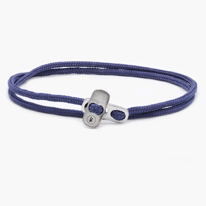 ten-gem beaded bracelet-Sailing Cord Bracelet With Silver Clasp (Ocean Blue)