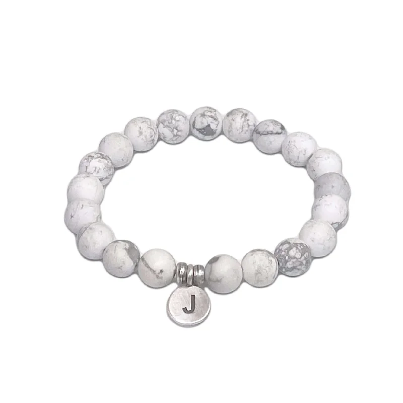 aquamarine silver bracelet-Initial Stretch Bracelet Collection