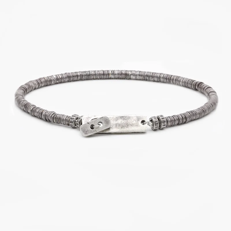 ridged silver bracelet-Sterling Silver Disc Beads "Ares" Bracelet