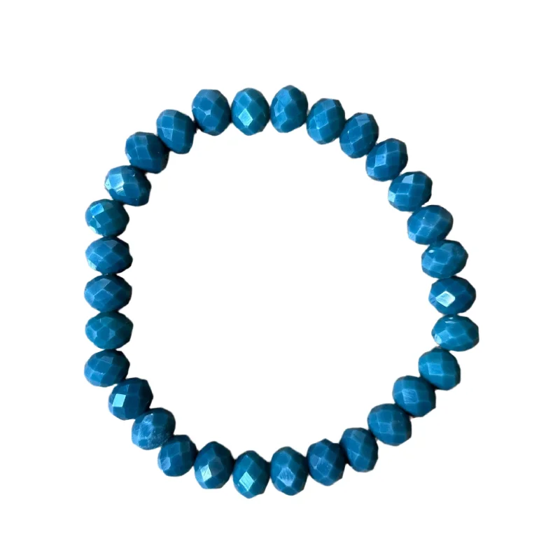 retro sapphire bracelet-Warm Navy Faceted Rondelle 8mm Bracelet