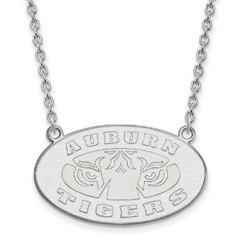 10k White Gold Auburn U Large Pendant Necklace