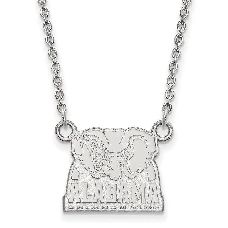 10k White Gold U of Alabama Small Crimson Tide Pendant Necklace