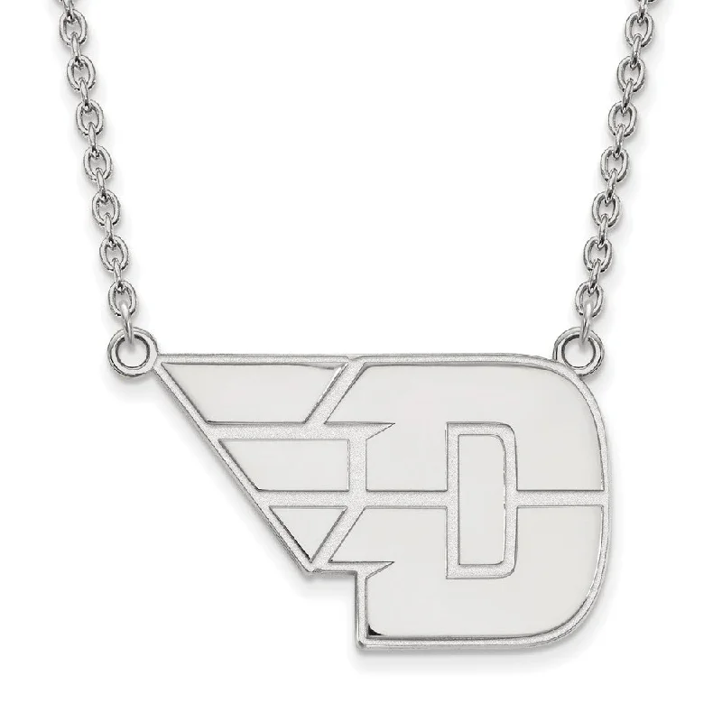 10k White Gold U of Dayton Large Pendant Necklace