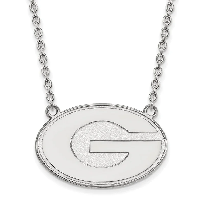 10k White Gold U of Georgia Large 'G' Pendant Necklace