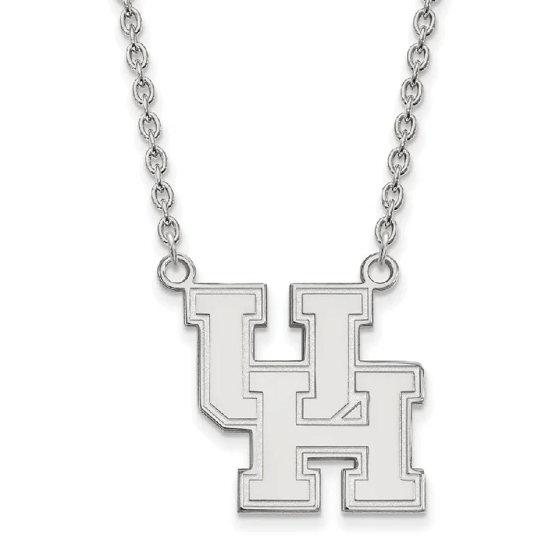 heavy statement necklace-10k White Gold U of Houston Large Pendant Necklace