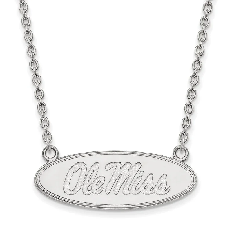 10k White Gold U of Mississippi Large Ole Miss Pendant Necklace