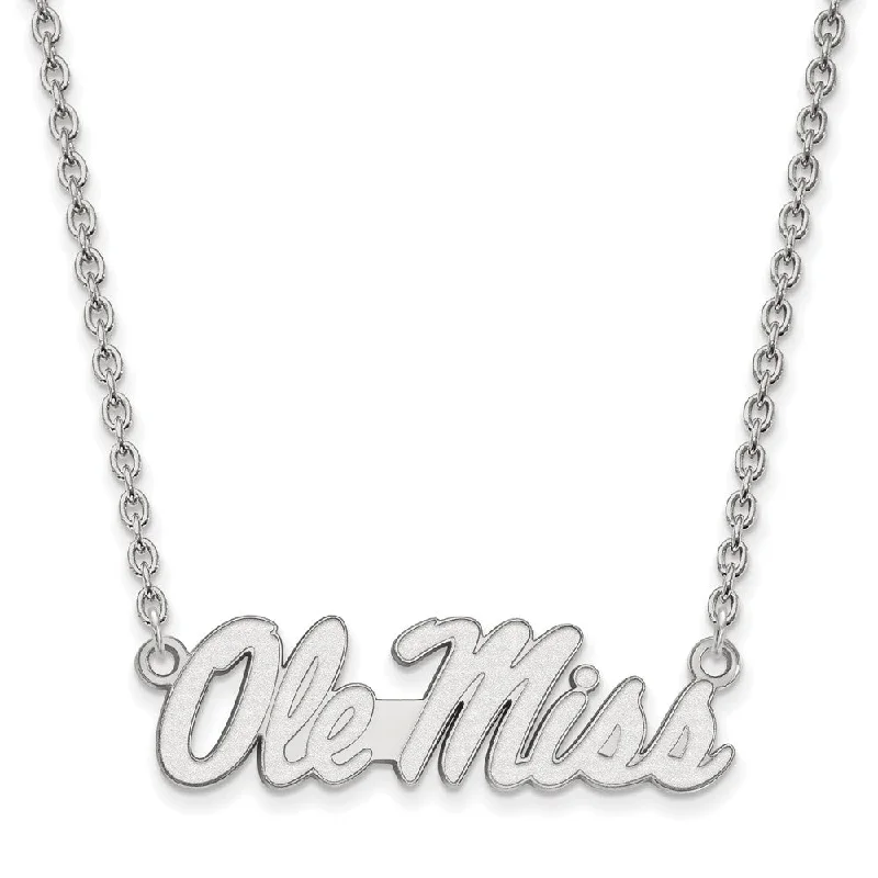 10k White Gold U of Mississippi Lg Ole Miss Pendant Necklace