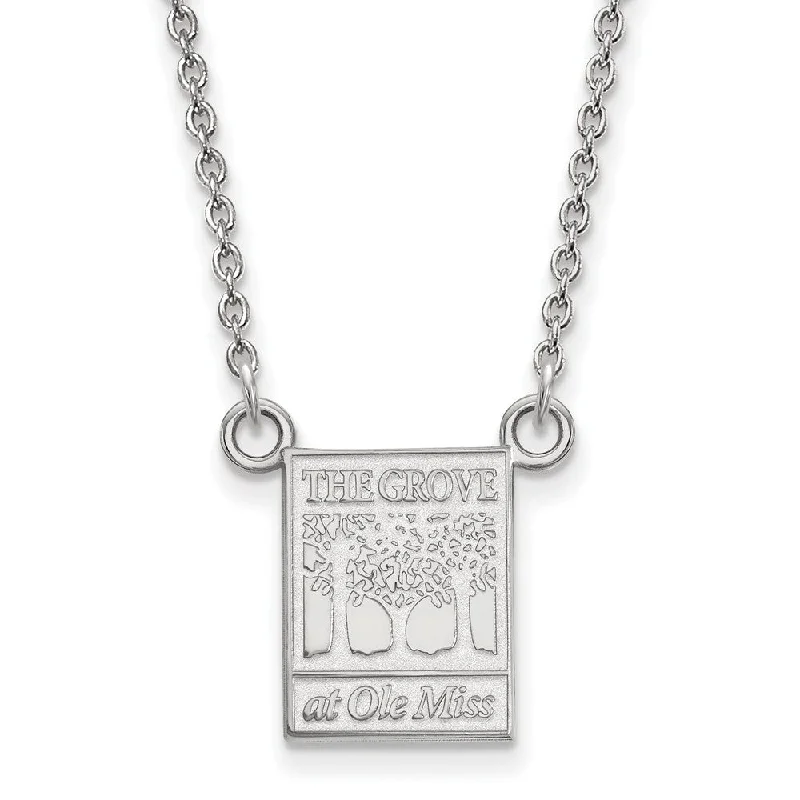 10k White Gold U of Mississippi Small Pendant Necklace