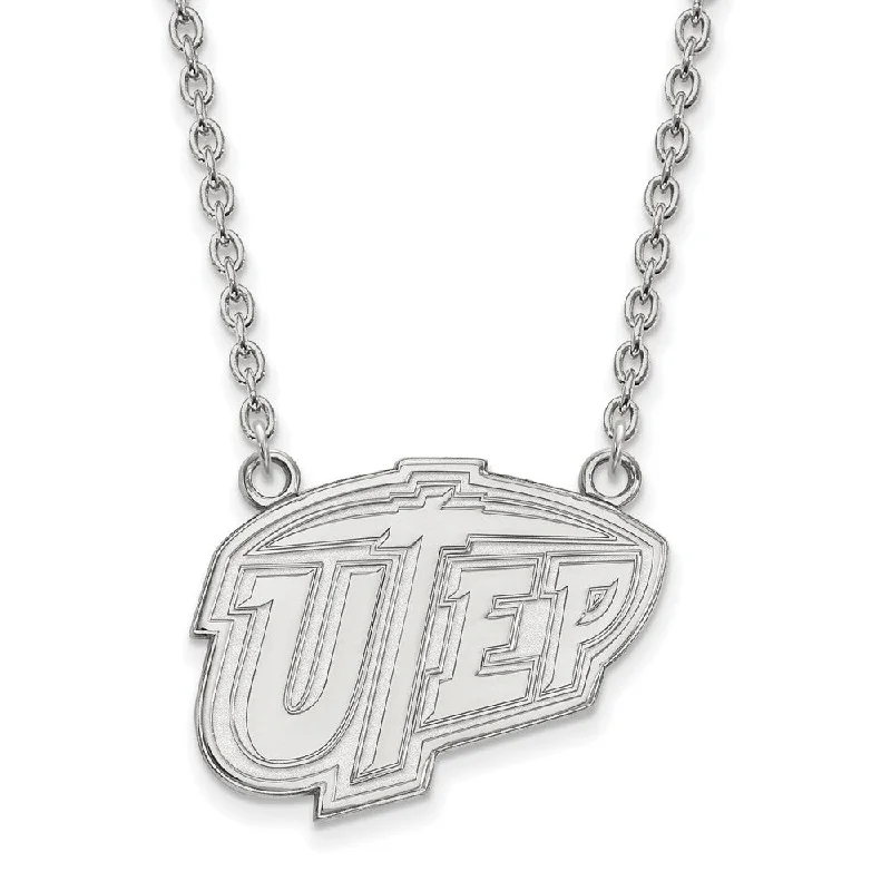 elegant pendant necklace-10k White Gold U of Texas at El Paso Large Pendant Necklace