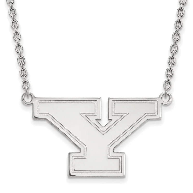 10k White Gold Youngstown State Large Initial Y Necklace, 18 Inch