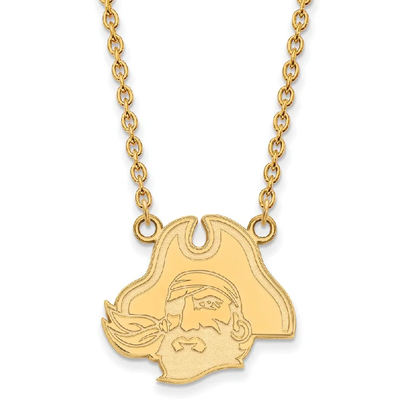 tarnished gold necklace-10k Yellow Gold East Carolina U Large Pendant Necklace