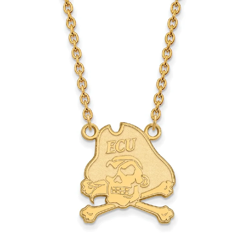 retro pearl chain necklace-10k Yellow Gold East Carolina U Large Pirate Pendant Necklace