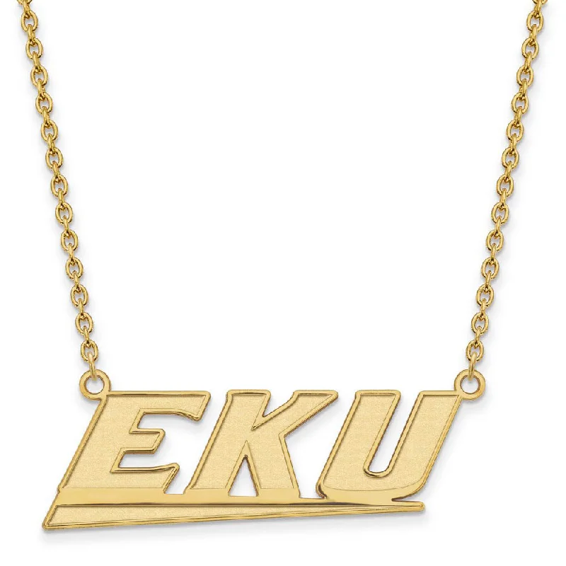 10k Yellow Gold Eastern Kentucky U Large Pendant Necklace