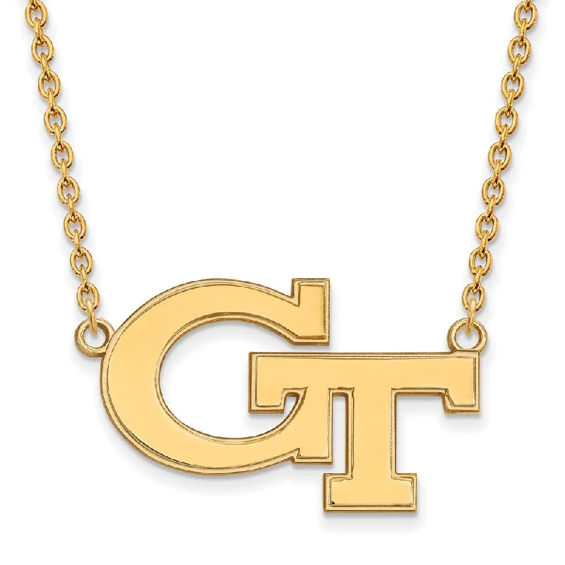 10k Yellow Gold Georgia Technology Large 'GT' Pendant Necklace