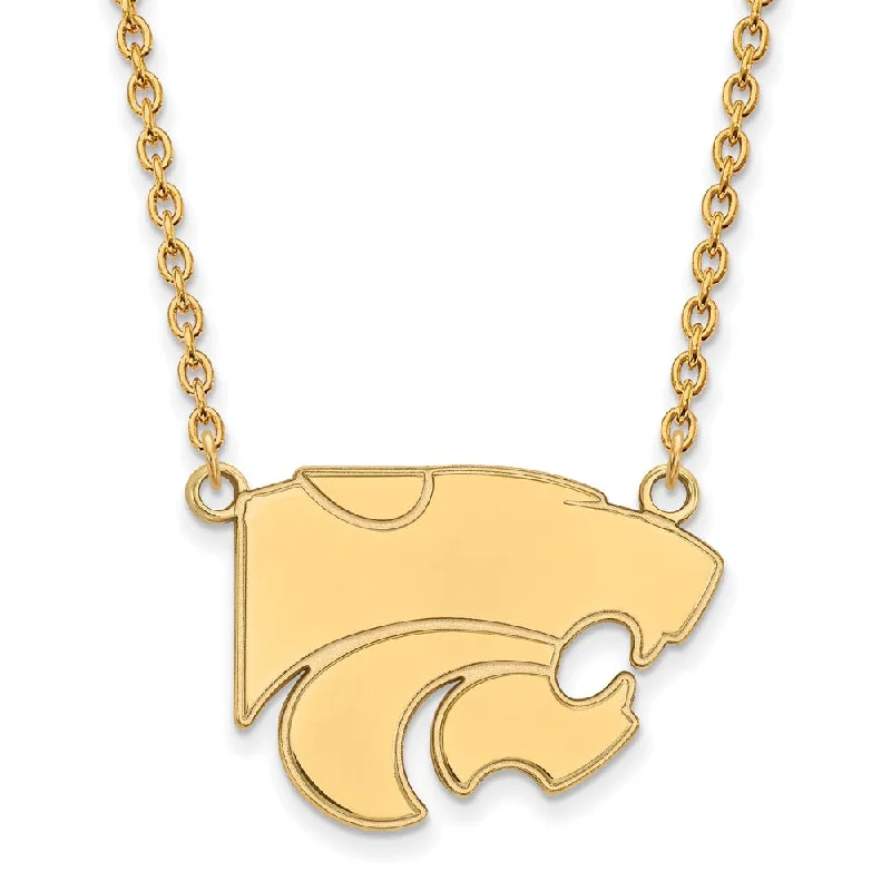 10k Yellow Gold Kansas State Large Wildcat Pendant Necklace